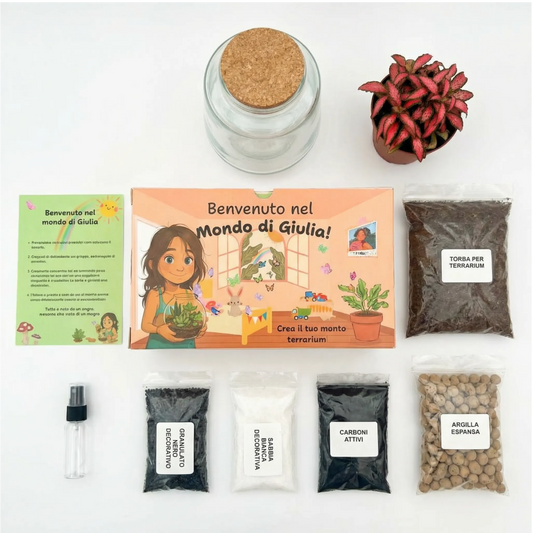Kit terrarium per bambini - vaso in vetro e pianta inclusa