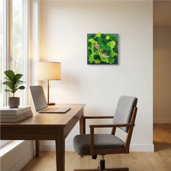 Quadro verde stabilizzato - esempio di ambientazione in un interno moderno con muschio