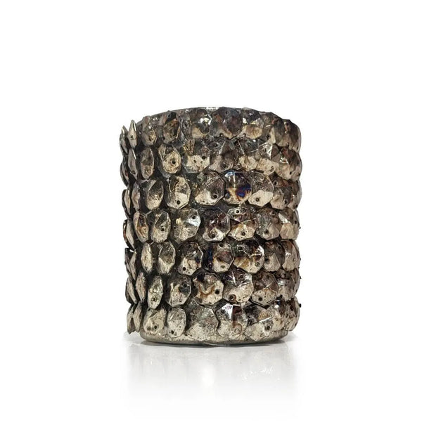 Porte-bougie en métal de 10,5 cm avec structure en écailles