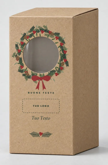 Scatola natalizia con grafica Ghirlanda su carta kraft