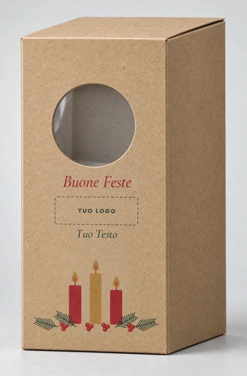 Scatola natalizia con grafica Candele su carta kraft
