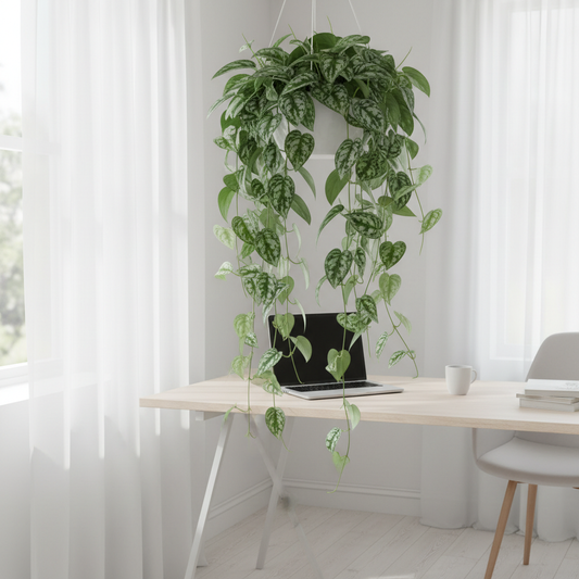 Scindapsus Pictus Trebie - pianta decorativa in ufficio moderno