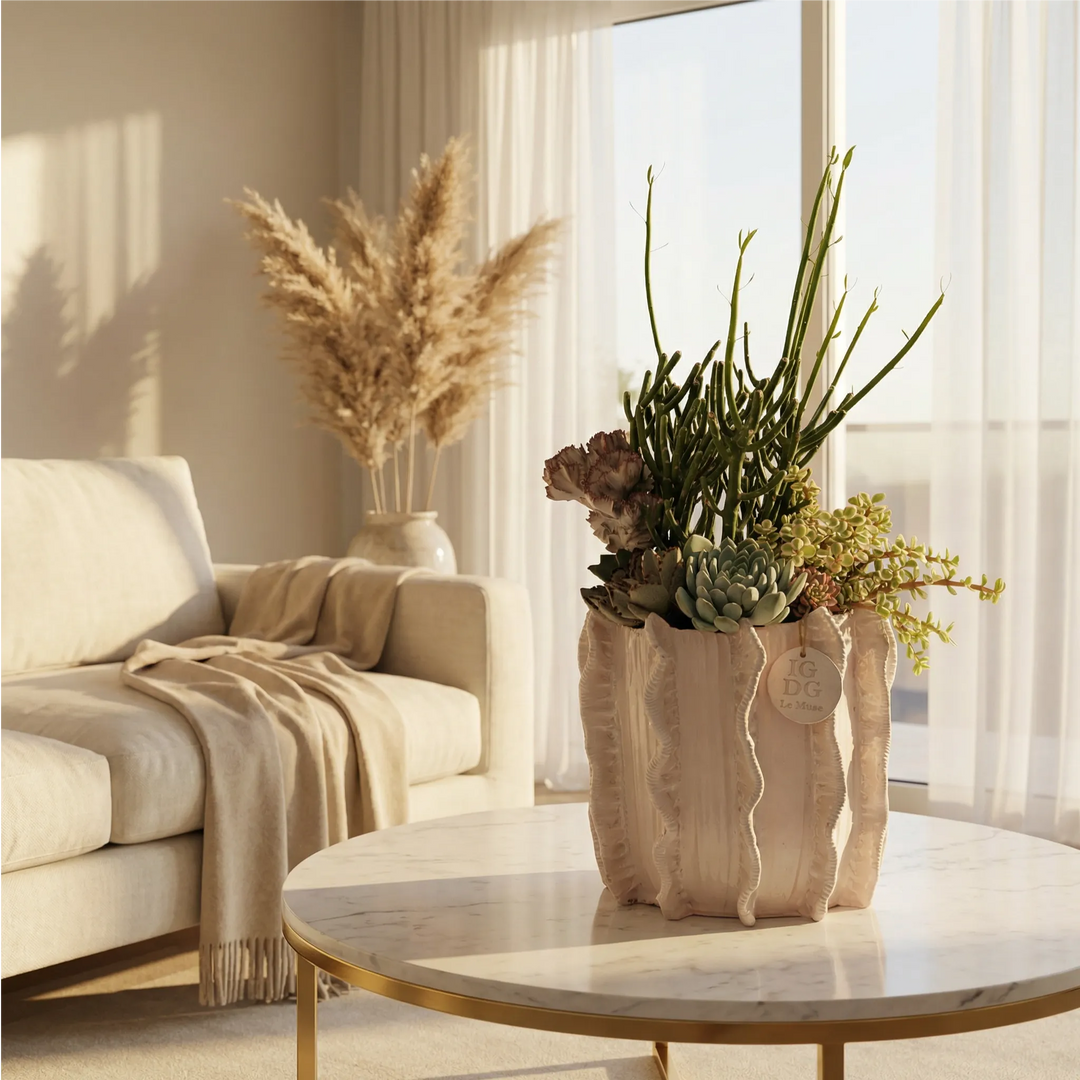Composition de plantes grasses en pot d'argile Penelope H.25,5 cm
