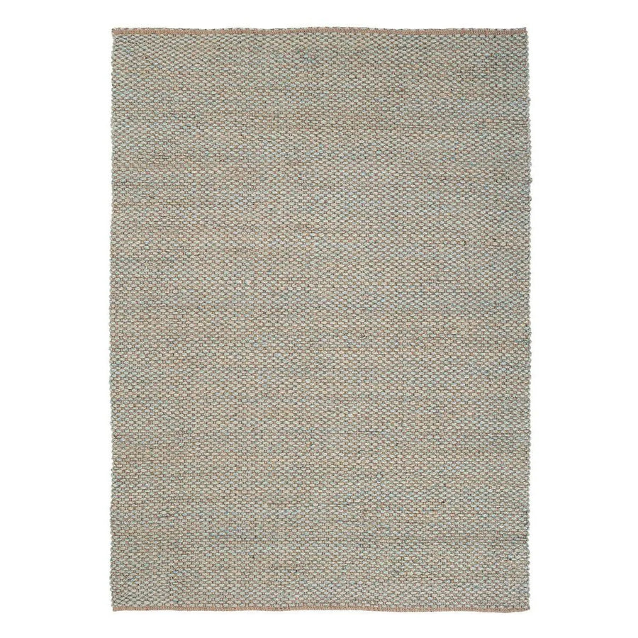 tappeto in fibra naturale colorazione azzurro e marrone  