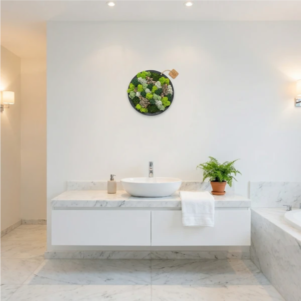 Quadro licheni - dettaglio ravvicinato della texture del muschio e dei licheni stabilizzati