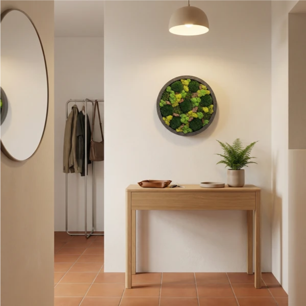 Quadro muschio stabilizzato tondo 30 cm - elemento di design in ufficio