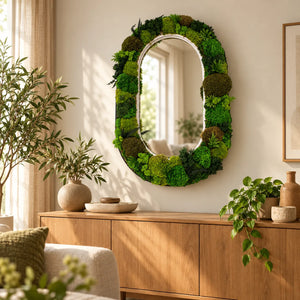 Specchio con muschio stabilizzato Veria come arredo da parete, verde vero che non si annaffia